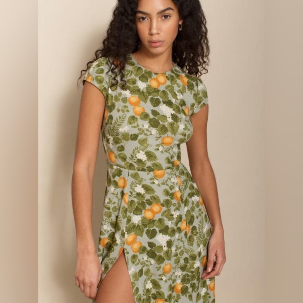 Reformation Gavin Dress Orange Grove Rare Pattern